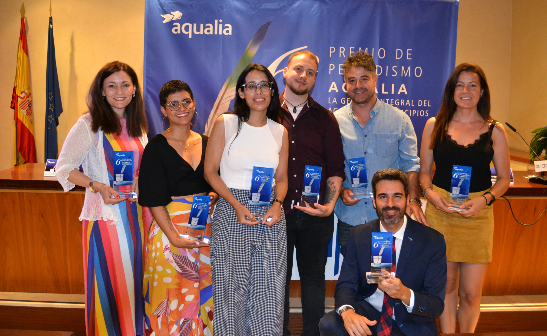 Vanesa, second to the left, at the Aqualia Journalism awards in Spain, 2022. She received the first runner-up award.