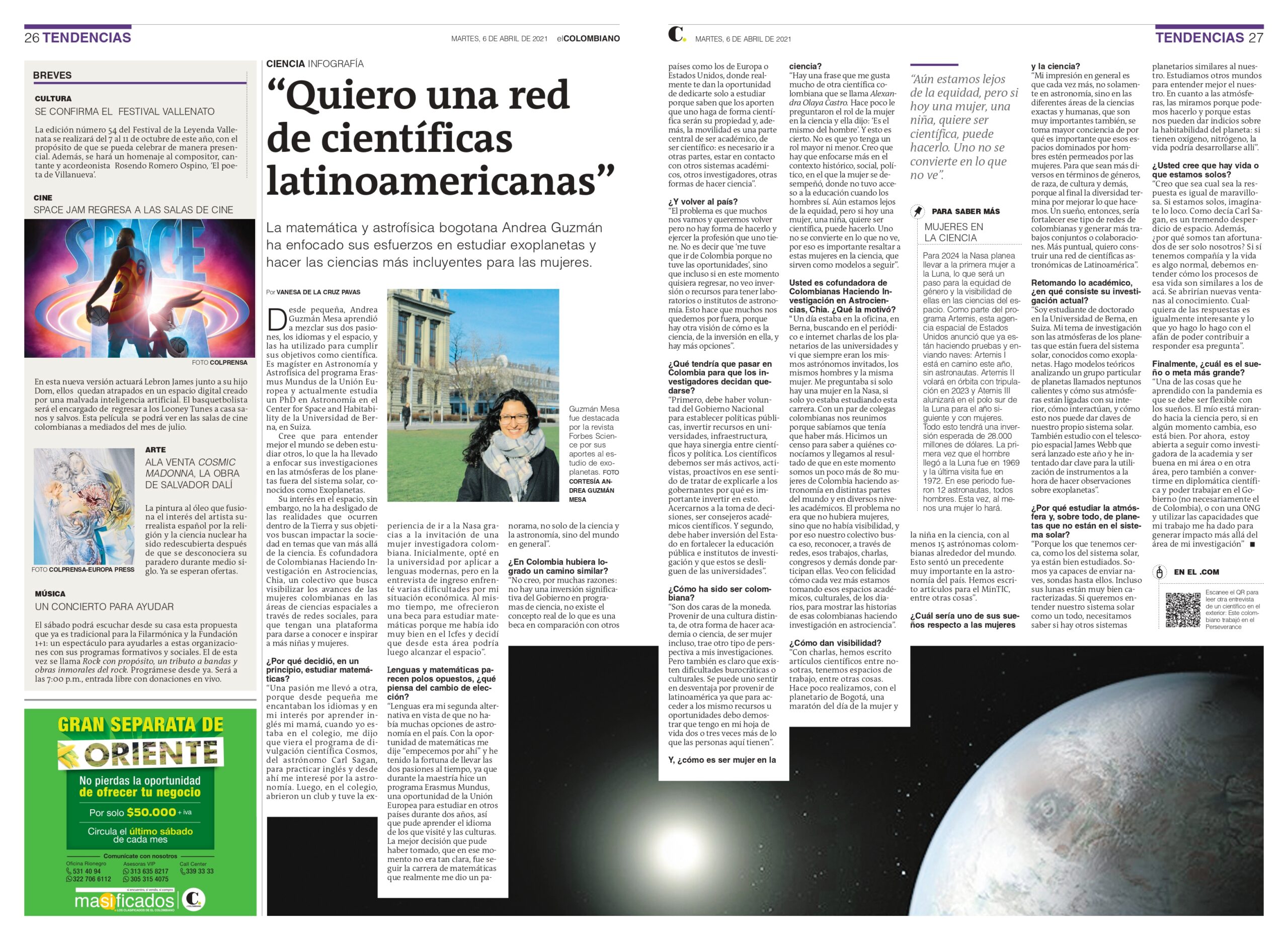 Andrea Guzmán, la científica colombiana que desde Europa estudia exoplanetas